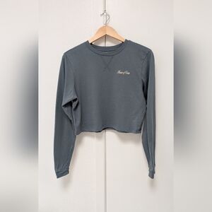 Vans Blue Gray Cropped Long Sleeve Women's Tee